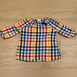 Mini Boden 5/6 Colorful Plaid Long Sleeve Shirt